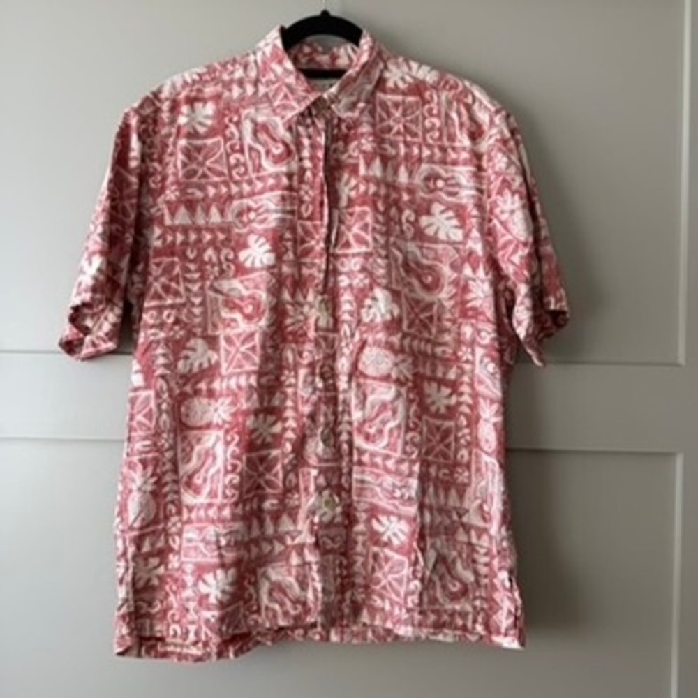 Cooke Street Honolulu Hawaiian Shirt Mens Medium Red White Pineapple Ukulele